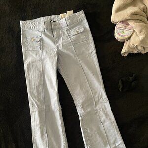 Light blue wide leg, low rise pants